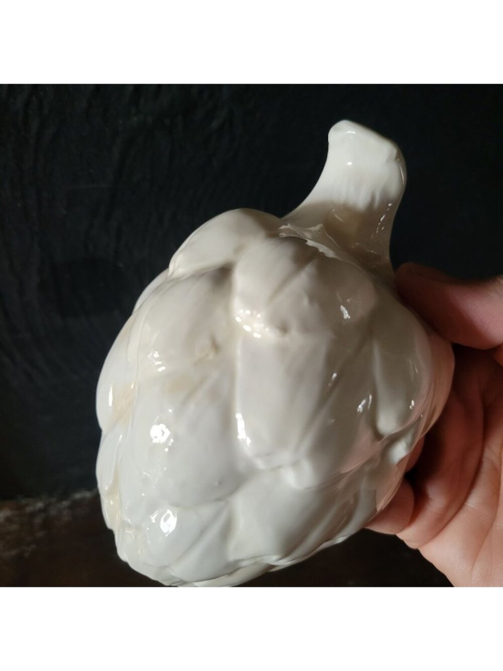 Vtg Ceramic Artichoke Figurine Decorative Home Accent White Crazing and Staining